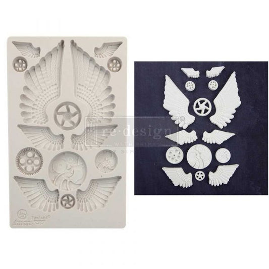 Decor Moulds - redesign - Cogs and Wings  - 5"x8"x8mm