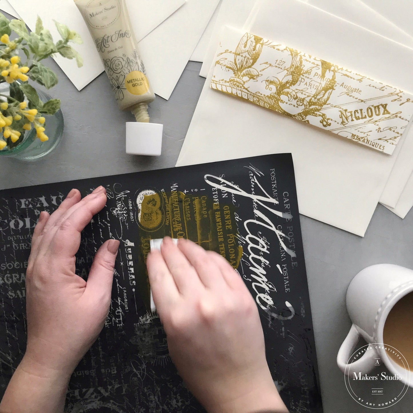 Stencils - A Makers Studio - Parisian Script - 12" x 18"