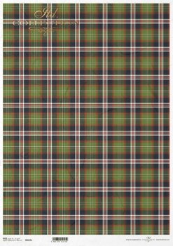 Decoupage Paper - ITD - A3 - R0625- Background Plaid Green Red Black - Rice Paper