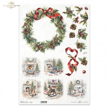Decoupage Paper - ITD - A3 - R1277 - Winter Garlands - Rice Paper