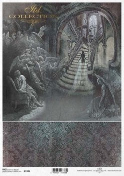 Decoupage Paper - ITD - A4 - R1935 -Halloween Staircase - Rice Paper