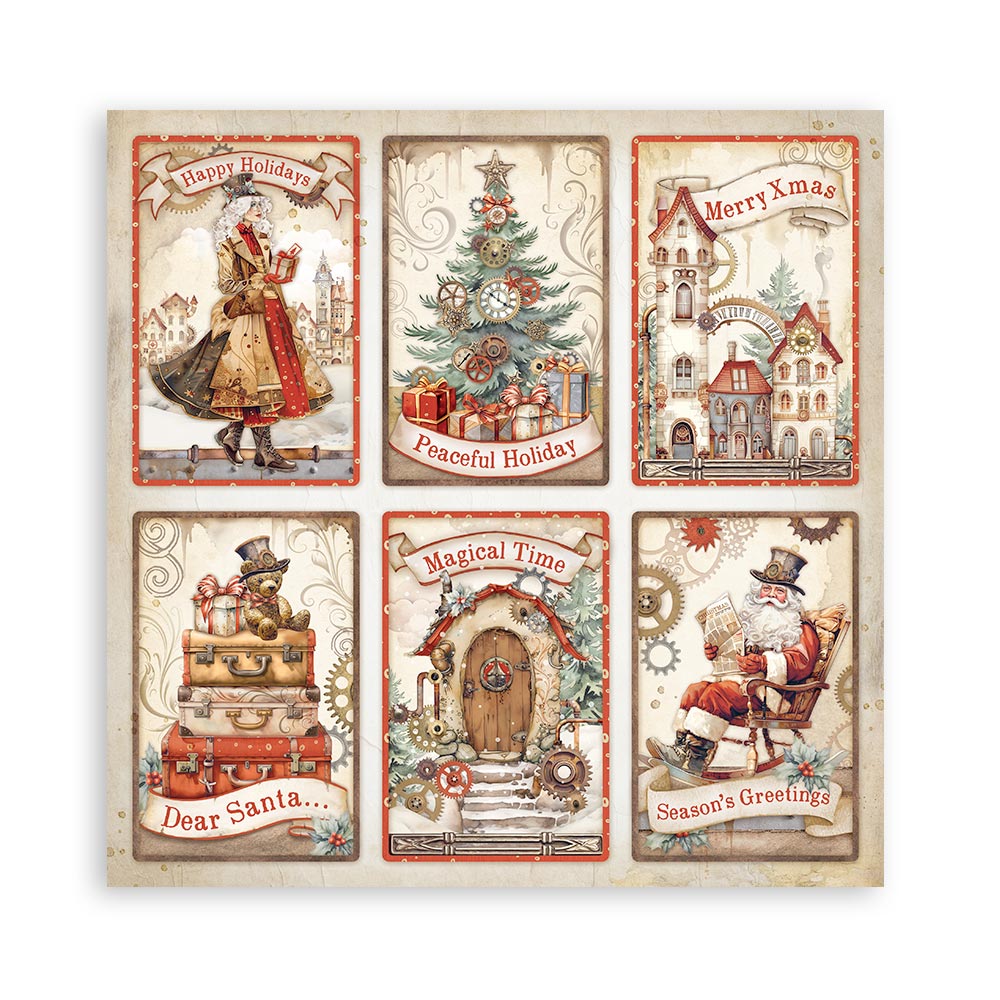 Scrapbook Paper - Stamperia - SBB1010 - 12x12 - Double Face Single Sheet - Gear up for Christmas 6 Cards