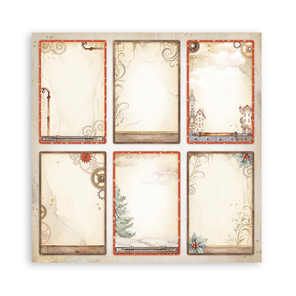 Scrapbook Paper - Stamperia - SBB1010 - 12x12 - Double Face Single Sheet - Gear up for Christmas 6 Cards