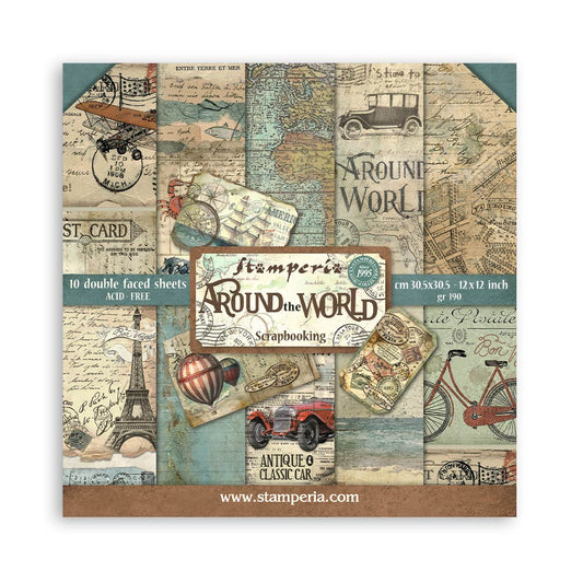 Scrapbook Paper - Stamperia - SBBL028 - 12X12 - Around the World
