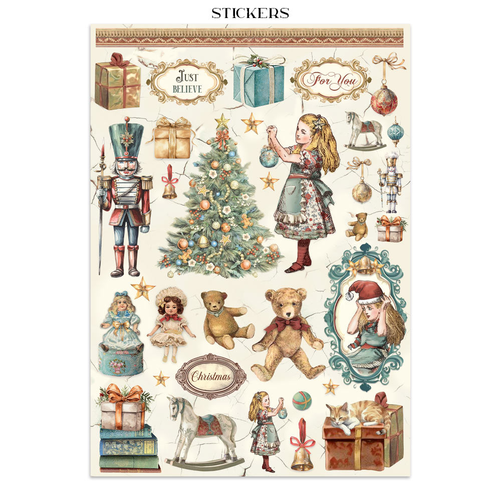 Scrapbook Paper - Stamperia - SBJK03 - Junk Journal - Alice in Christmas