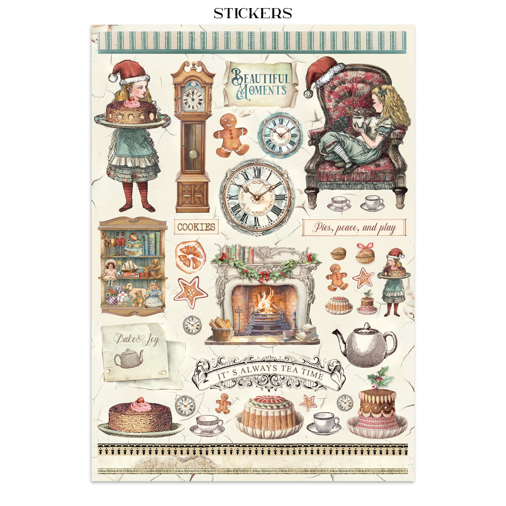 Scrapbook Paper - Stamperia - SBJK03 - Junk Journal - Alice in Christmas