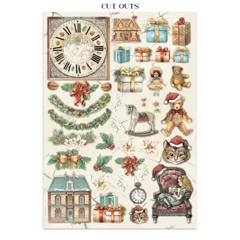 Scrapbook Paper - Stamperia - SBJK03 - Junk Journal - Alice in Christmas