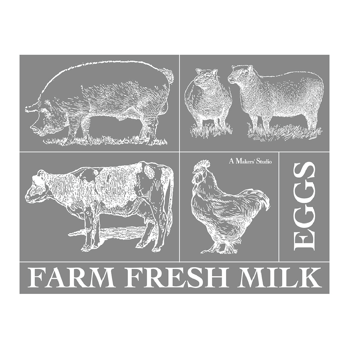 Stencils - A Makers Studio - Farm Animals - 8.5" x 11"