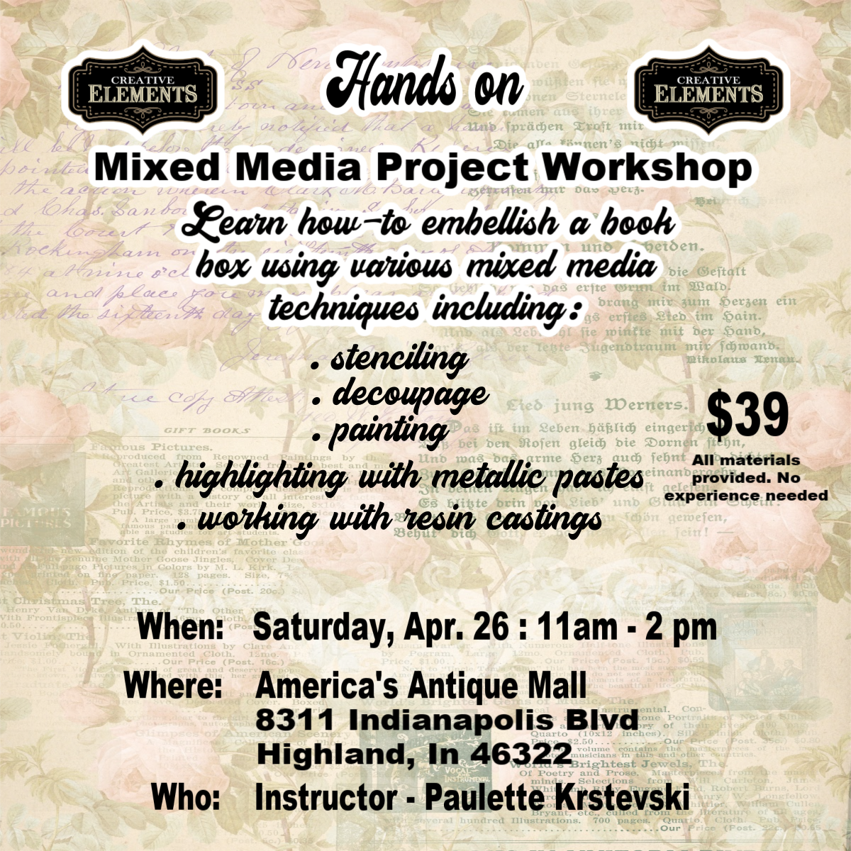 Workshop - In-Person - Mixed Media Book Box , Saturday, Apr 26,2025 11-2 PM