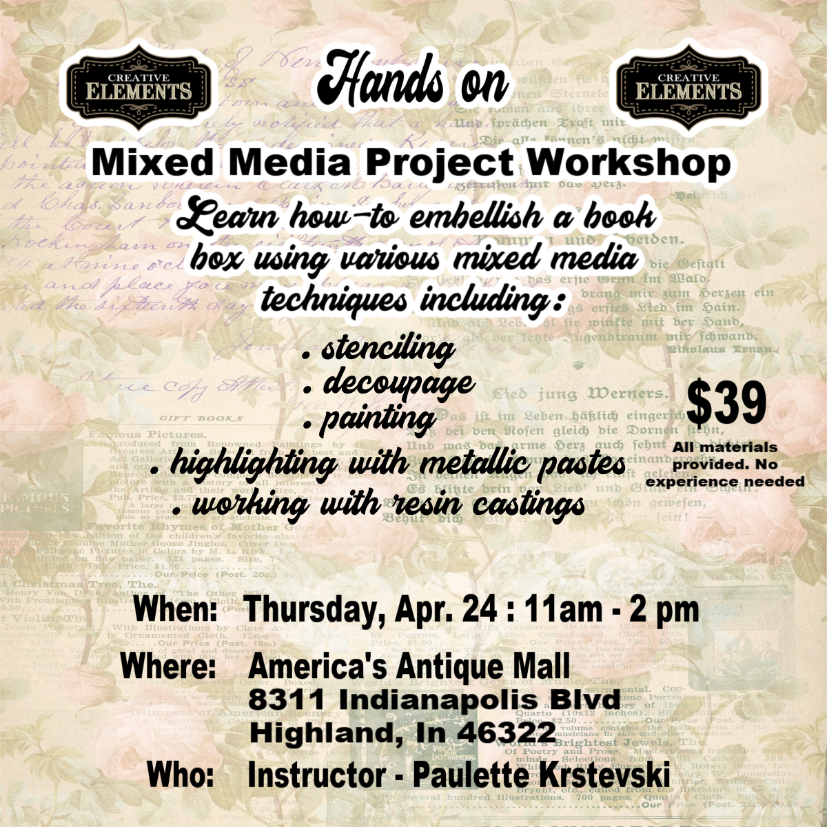 Workshop - In-Person - Mixed Media Book Box , Thursday, Apr 24,2025 11-2 PM