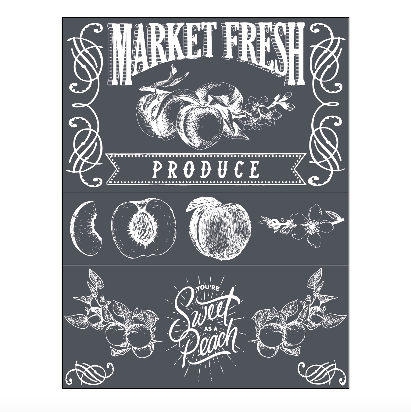 Stencils - A Makers Studio - Sweet as a Peach - 8.5" x 11"