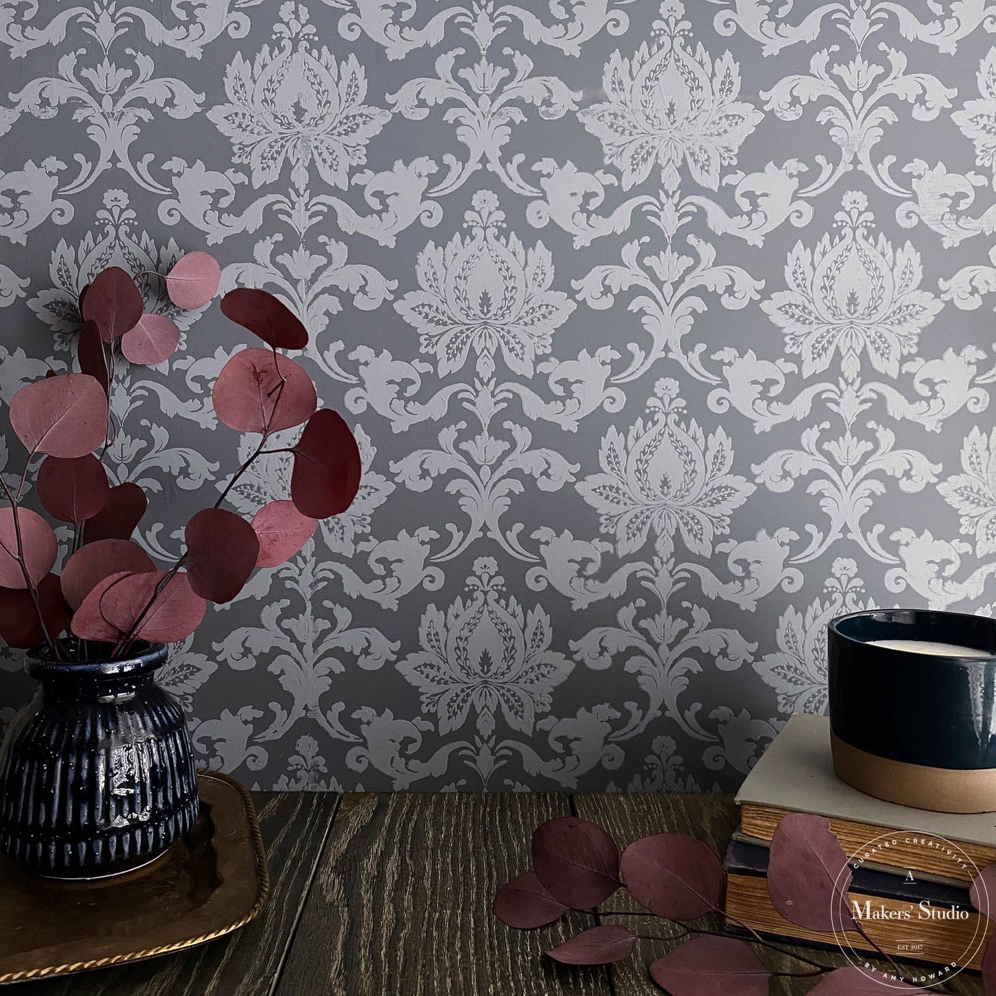 Stencils - A Makers Studio - Venetian Damask - 18" x 18"