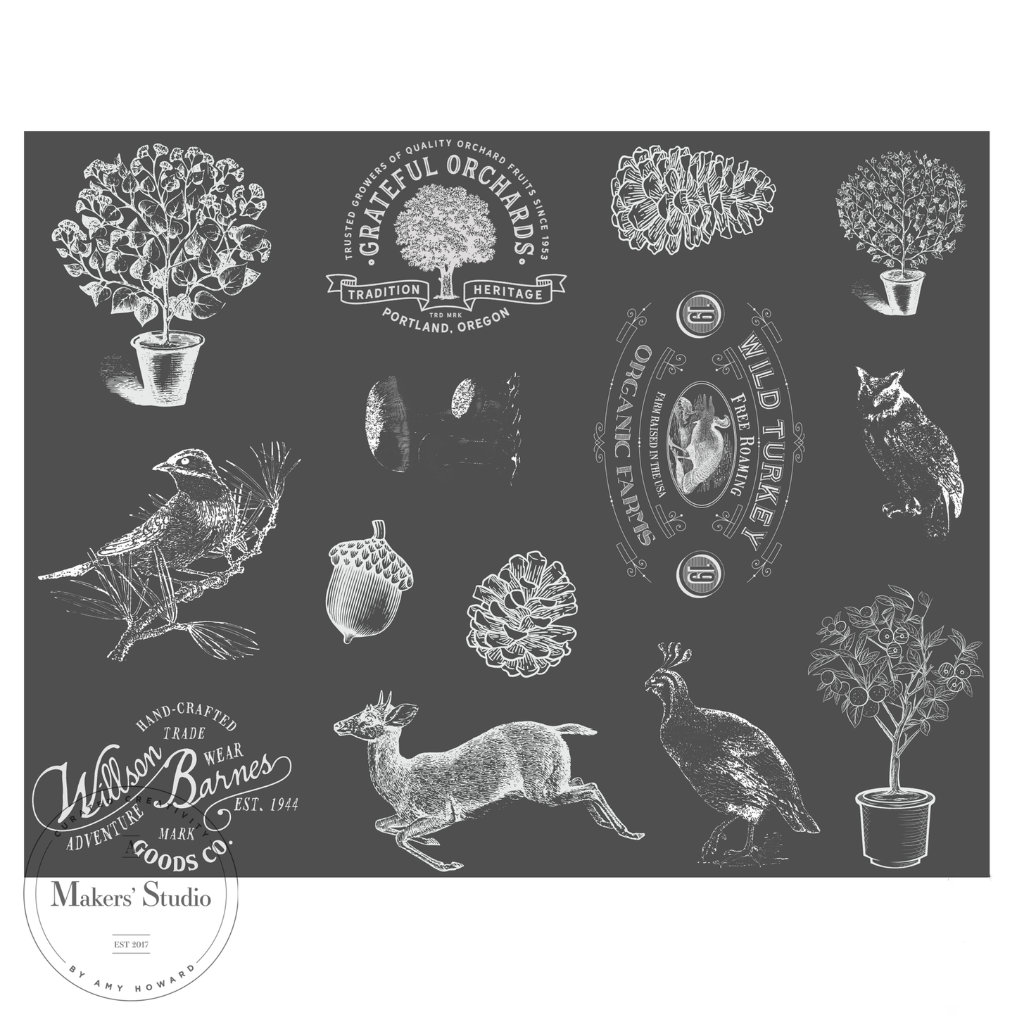 Stencils - A Makers Studio - Woodland Creatures - 8.5" x 11"