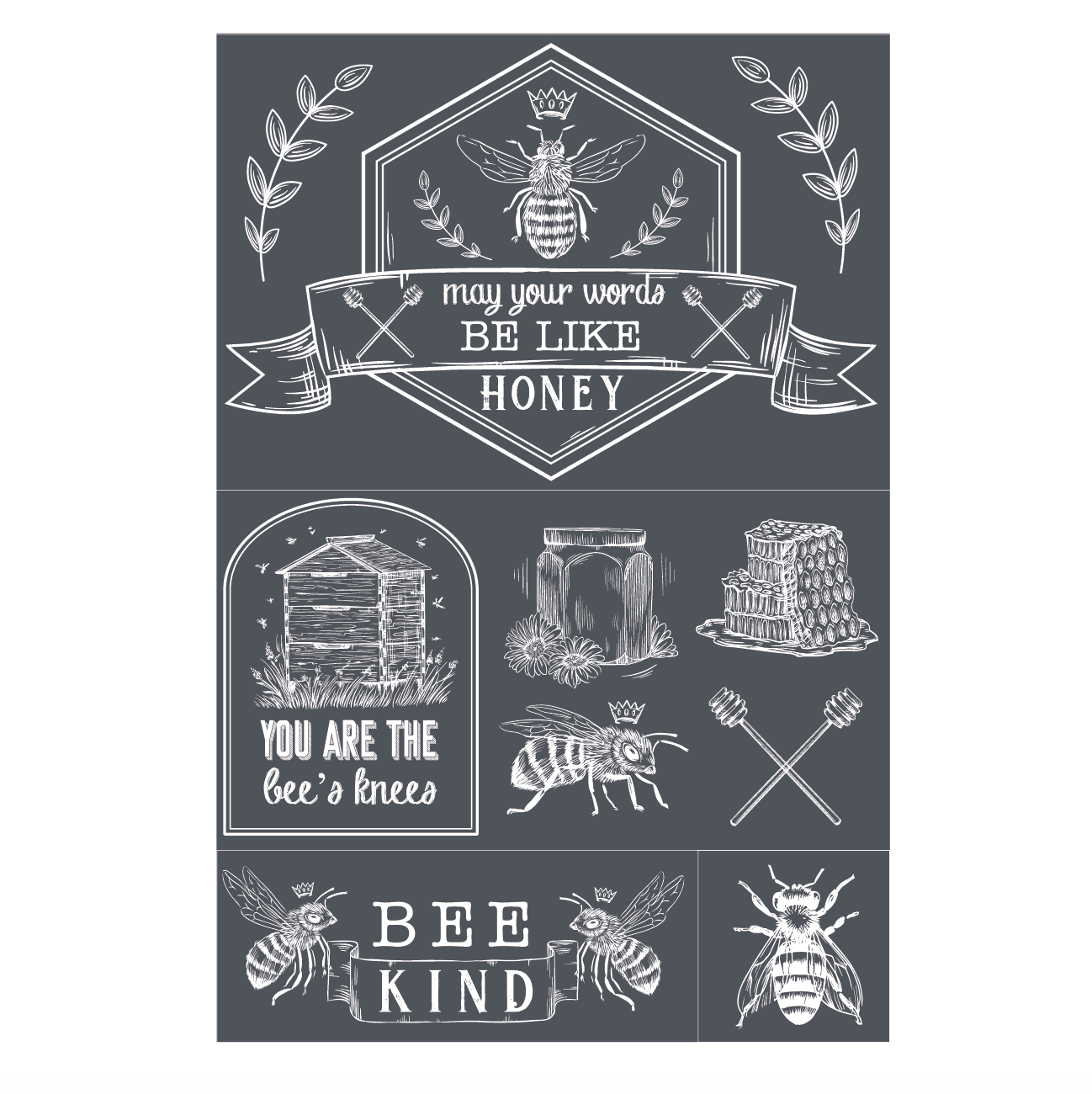 Stencils - A Makers Studio - Words Like Honey - 12" x 18"