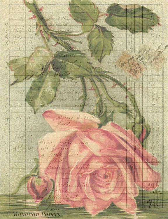 Decoupage Paper - Monahan Papers- BOT0049 - Rose - 11X17