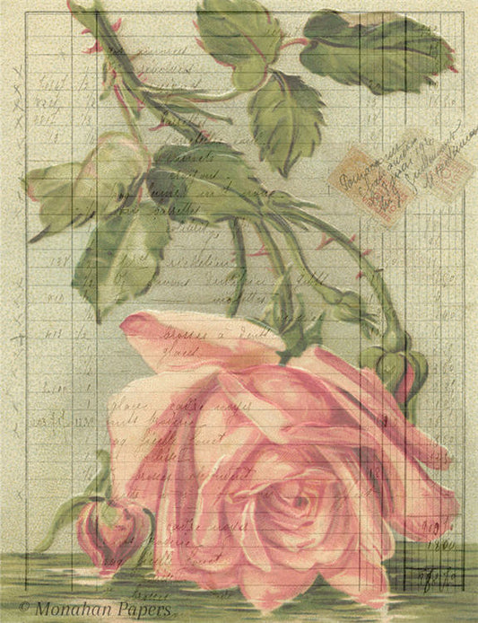 Decoupage Paper - Monahan Papers- BOT0049 - Rose - 11X17
