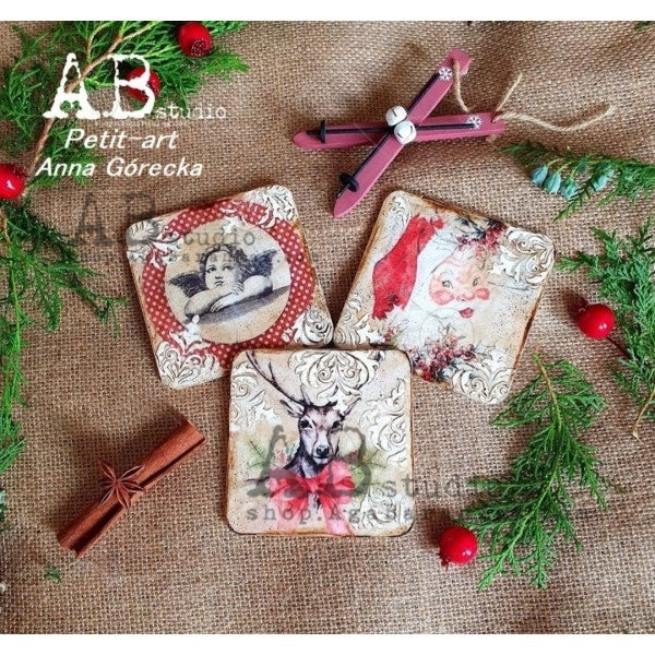 Decoupage Paper - ABstudio - A4 - AB0396 - Angels and Deer Medallions - Rice Paper