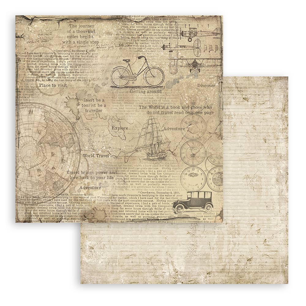 Scrapbook Paper - Stamperia - SBBL028 - 12X12 - Around the World