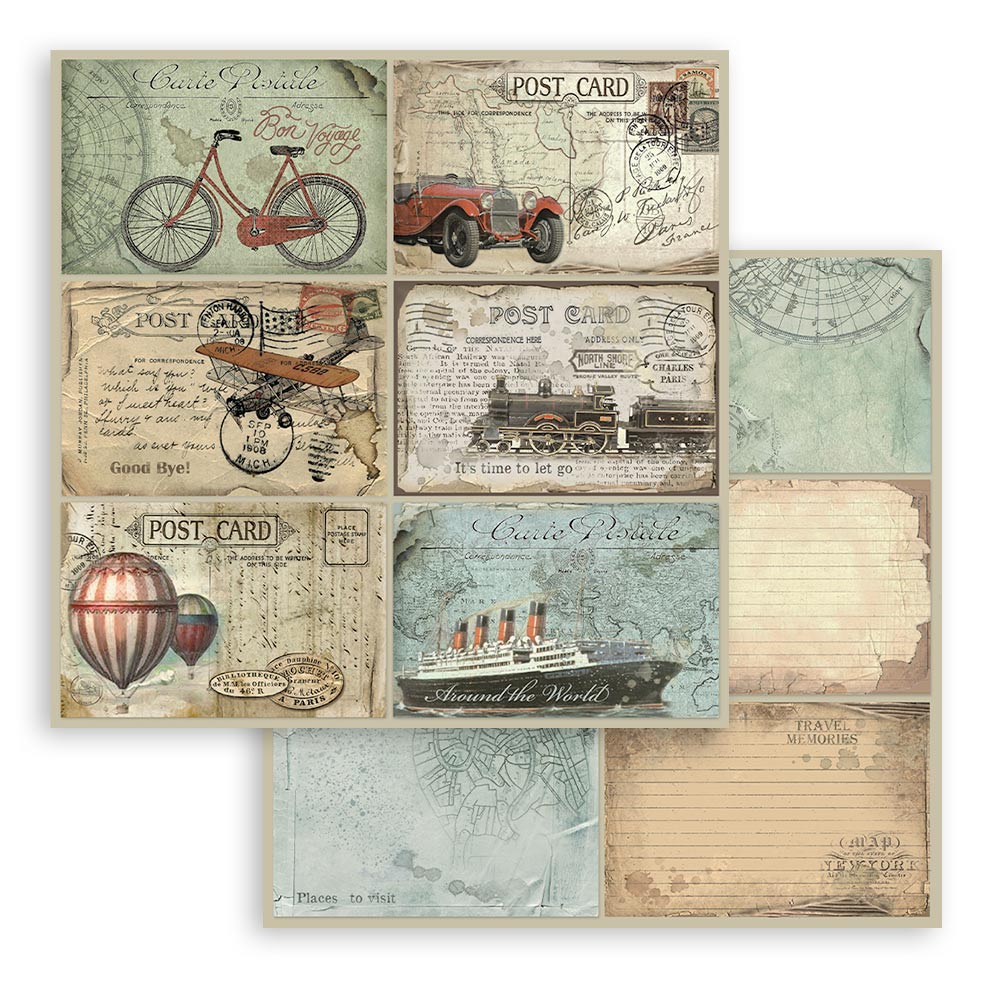 Scrapbook Paper - Stamperia - SBBL028 - 12X12 - Around the World