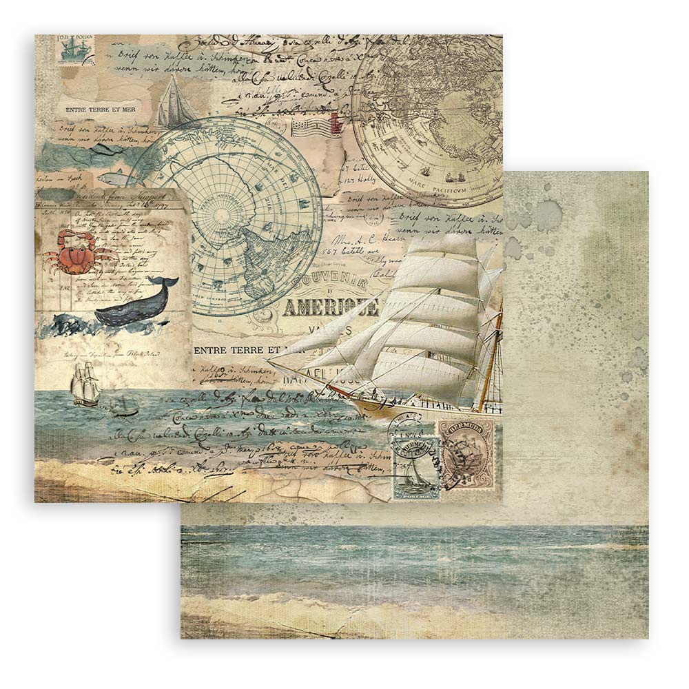 Scrapbook Paper - Stamperia - SBBL028 - 12X12 - Around the World