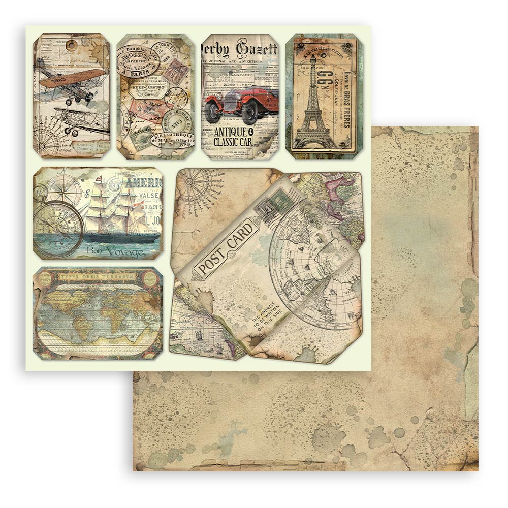Scrapbook Paper - Stamperia - SBBL028 - 12X12 - Around the World