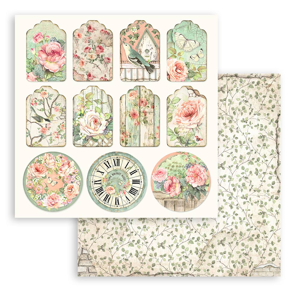 Scrapbook Paper - Stamperia - SBBS008 - 8x8 - 10sheet Pad - House of Roses