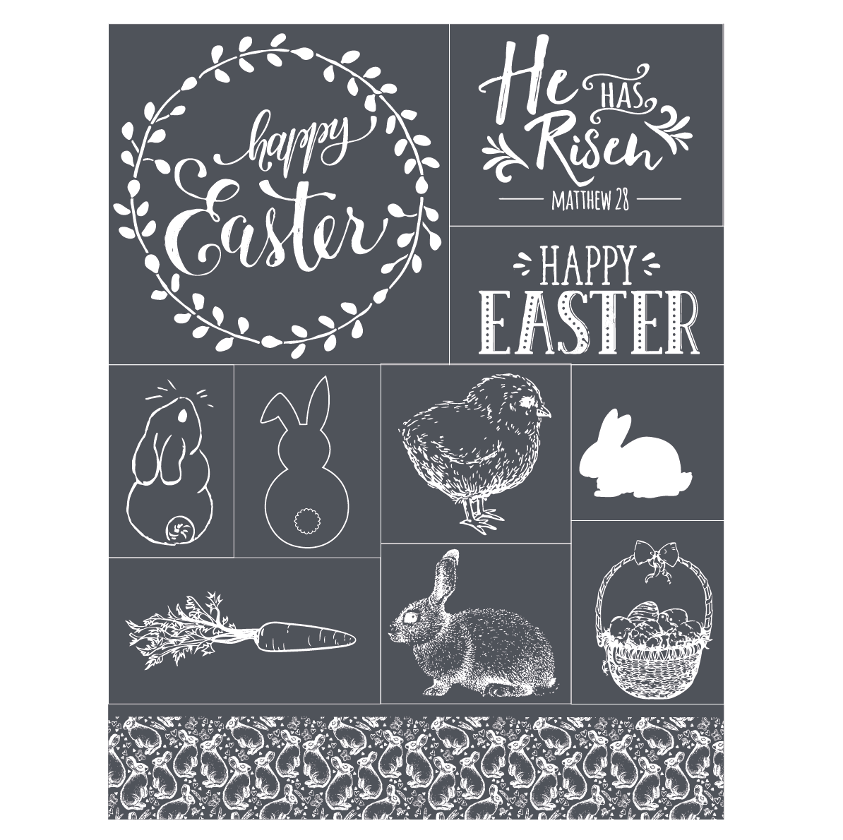 Stencils - A Makers Studio - Happy Easter - 8.5" x 11"