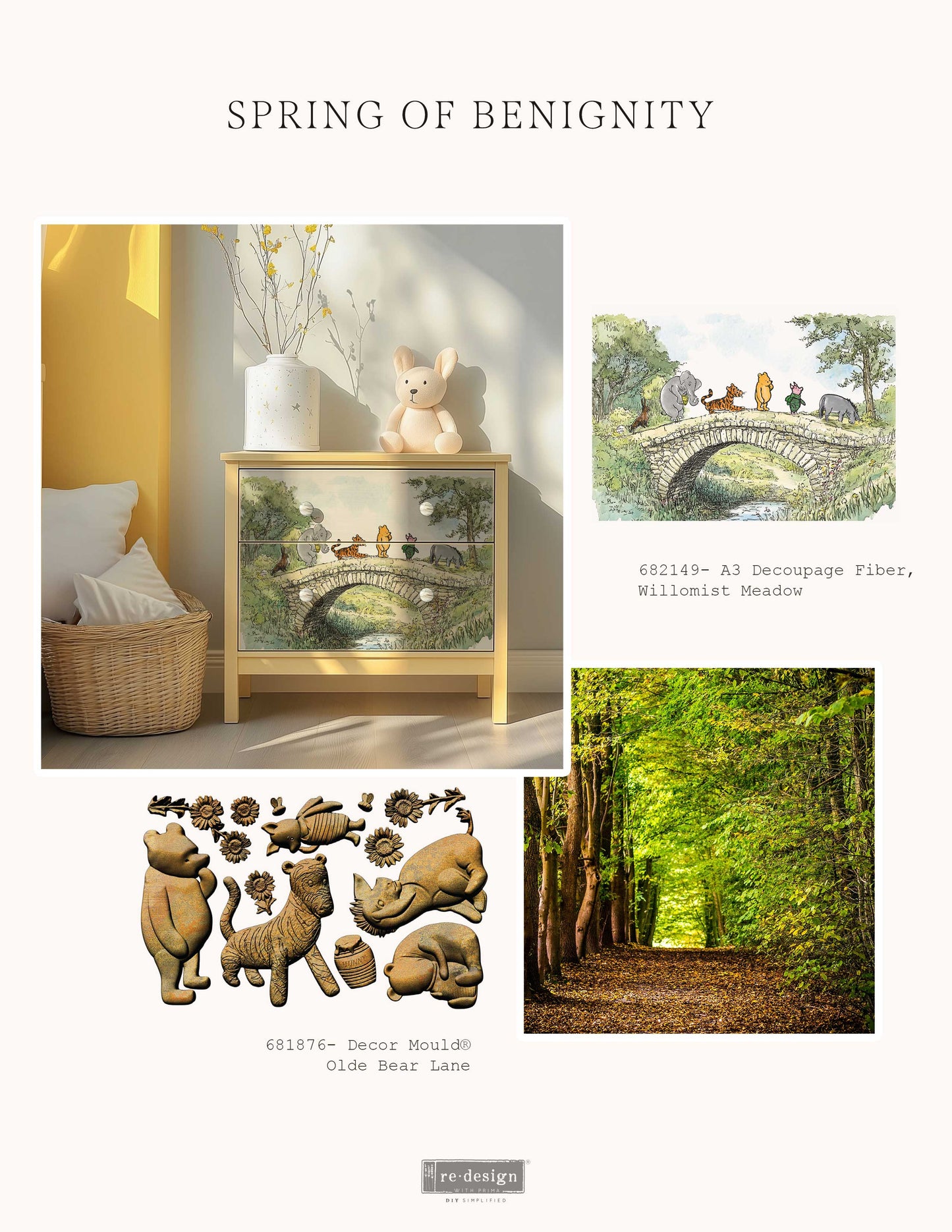 Decoupage Paper - Redesign - 11.7" x 16.5"(A3)-Single Sheet-Willowmist Meadow