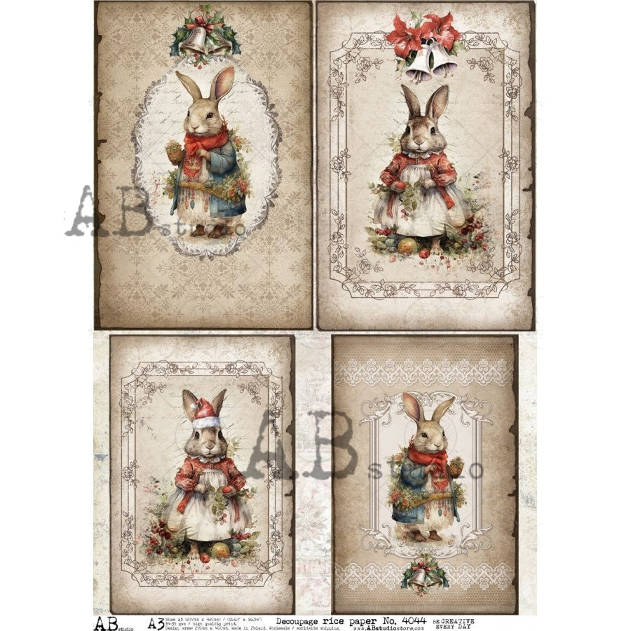 Decoupage Paper - ABstudio - A3 - AB4044 - Royal Rabbit Cards - Rice Paper