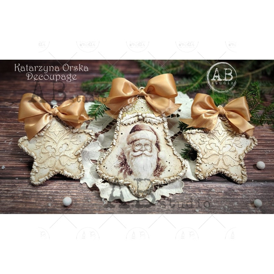 Decoupage Paper - ABstudio - A4 - AB2112 - Sepia Santas - Rice Paper