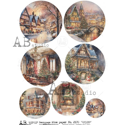Decoupage Paper - ABstudio - A4 - AB2170 - Decorated Houses - Rice Paper