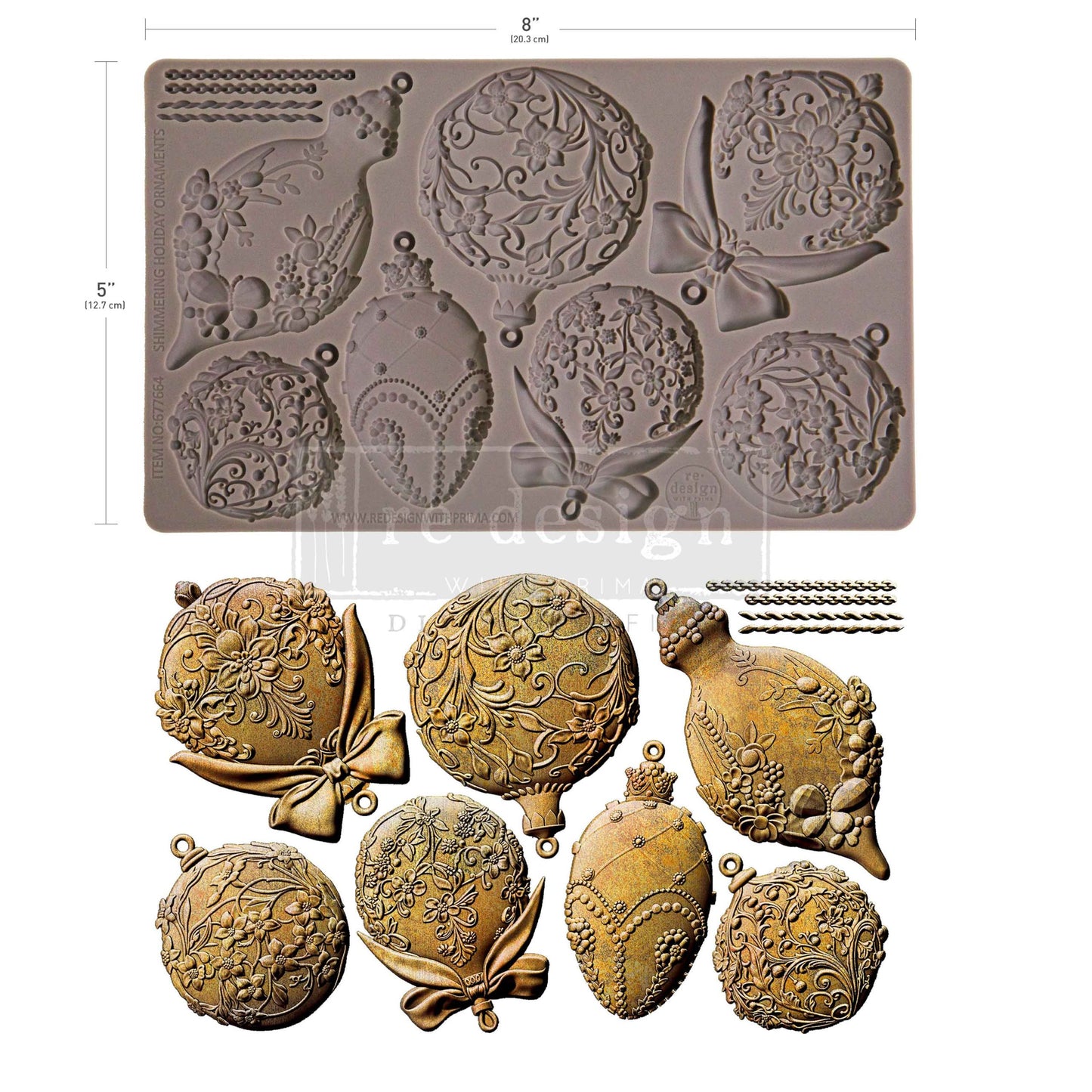 Decor Moulds - Redesign - Shimmering Holiday Ornaments - 5"X8"