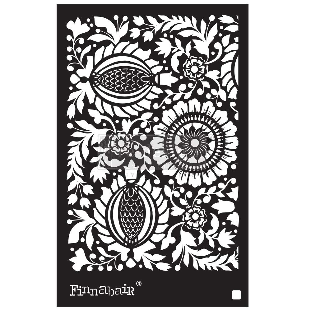 Stencils - Redesign - Folk Florals (Finnabair) - 6" x 9" - 16ml mylar