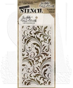 Stencils - Tim Holtz - THS032 - Flourish 4-1/2"x 8-1/2"