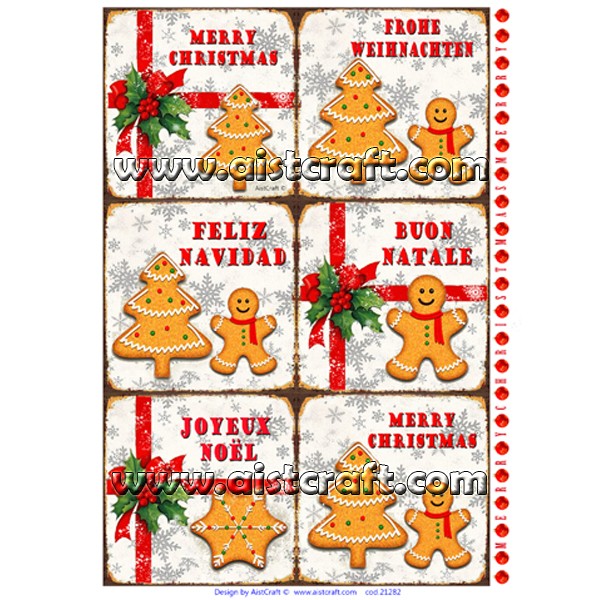 Decoupage Paper - Aistcraft - 21282- Christmas Recipes - Rice Paper 7.63"x10.75"