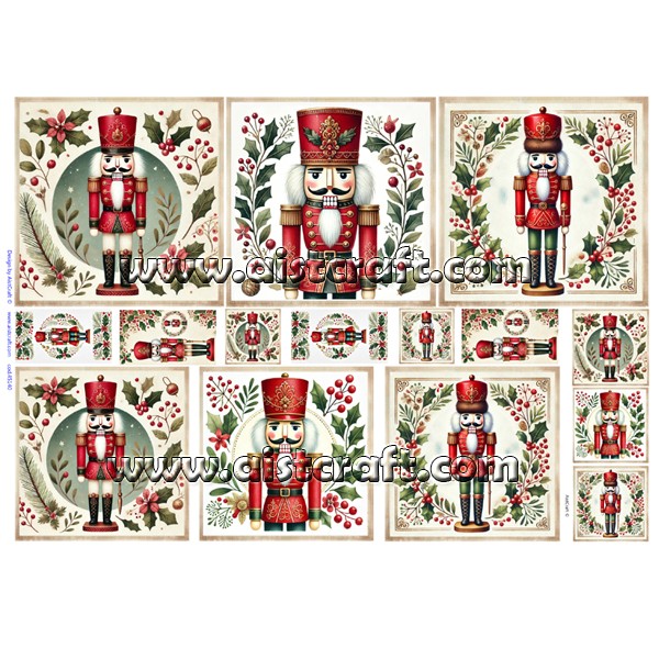 Decoupage Paper - Aistcraft - 45140 - Christmas Nutcracker - Rice Paper 11.75"x16.5"