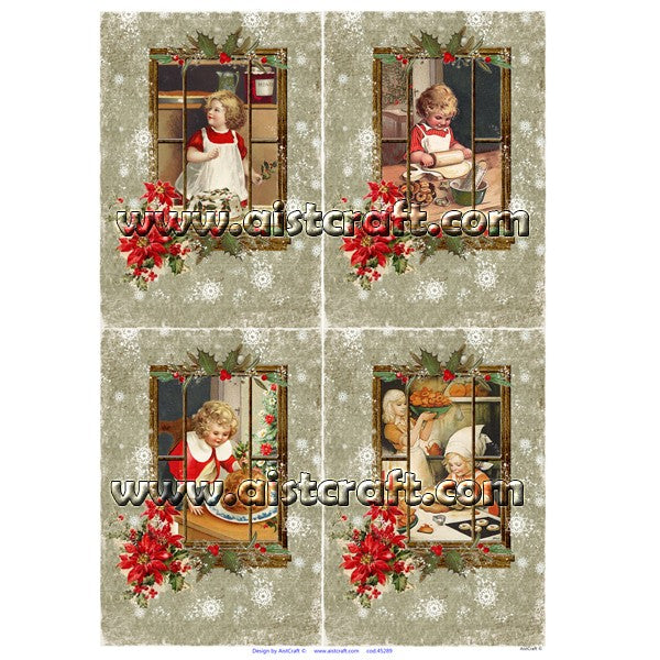 Decoupage Paper - Aistcraft - 45289 - Christmas Children - Rice Paper 11.75"x16.5"