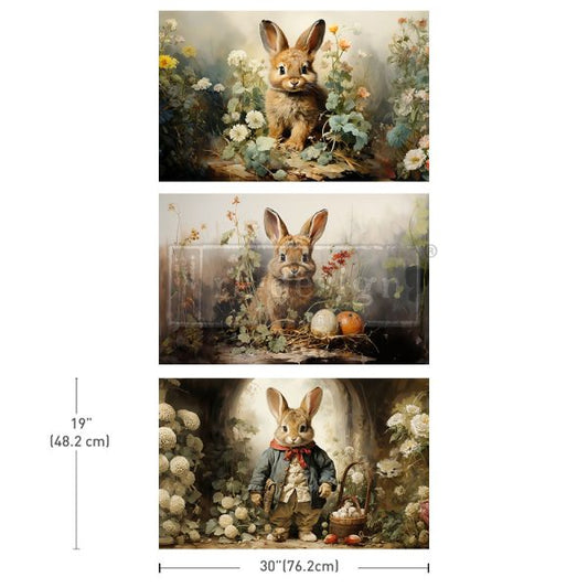 Decoupage Paper - redesign - 19.5" x 30"(Set of 3) - Dreamy Bunnies - Tissue