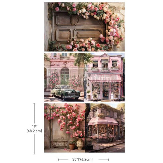 Decoupage Paper - redesign - 19.5" x 30"(Set of 3) - Blush Blossom Boulevard - Tissue