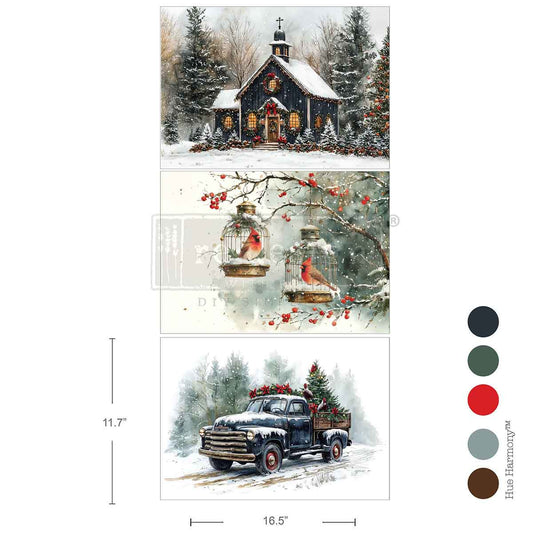 Decoupage Paper - Redesign - 11.7" x 16.5"(A3)-Set of 3 - Christmas Blessings