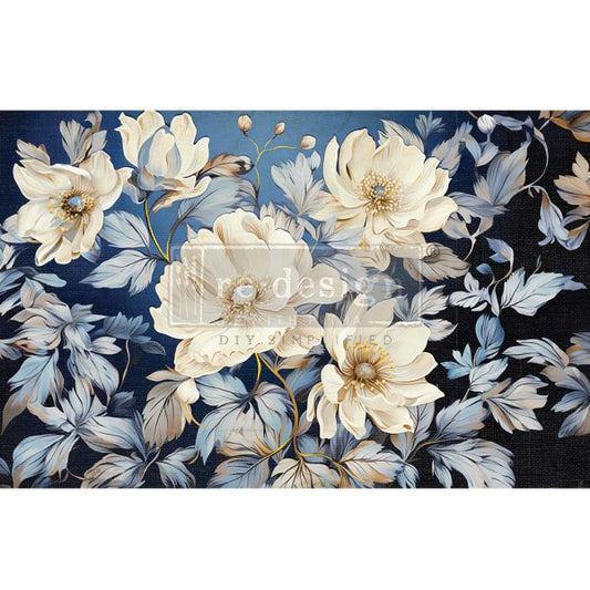 Decoupage Paper - redesign - 19"x30" - Cerulean Blooms I - Tissue