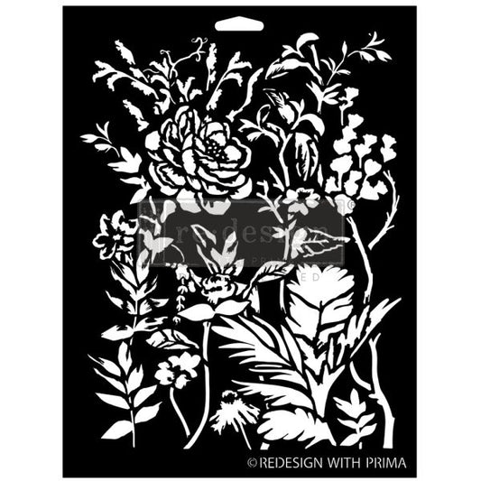 Stencils - Redesign - Cerulean Blooms -  9" x 12" - 16ml mylar