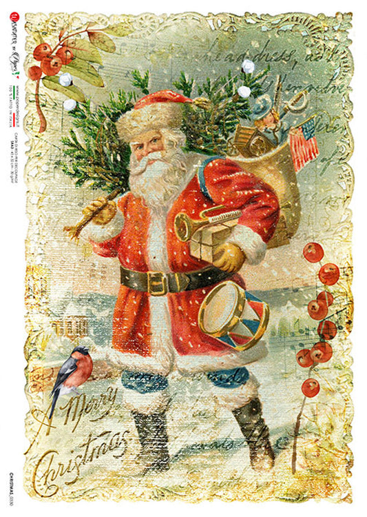 Decoupage Paper - Paper Design - A4 - PD0330 - Christmas Santa - Rice Paper