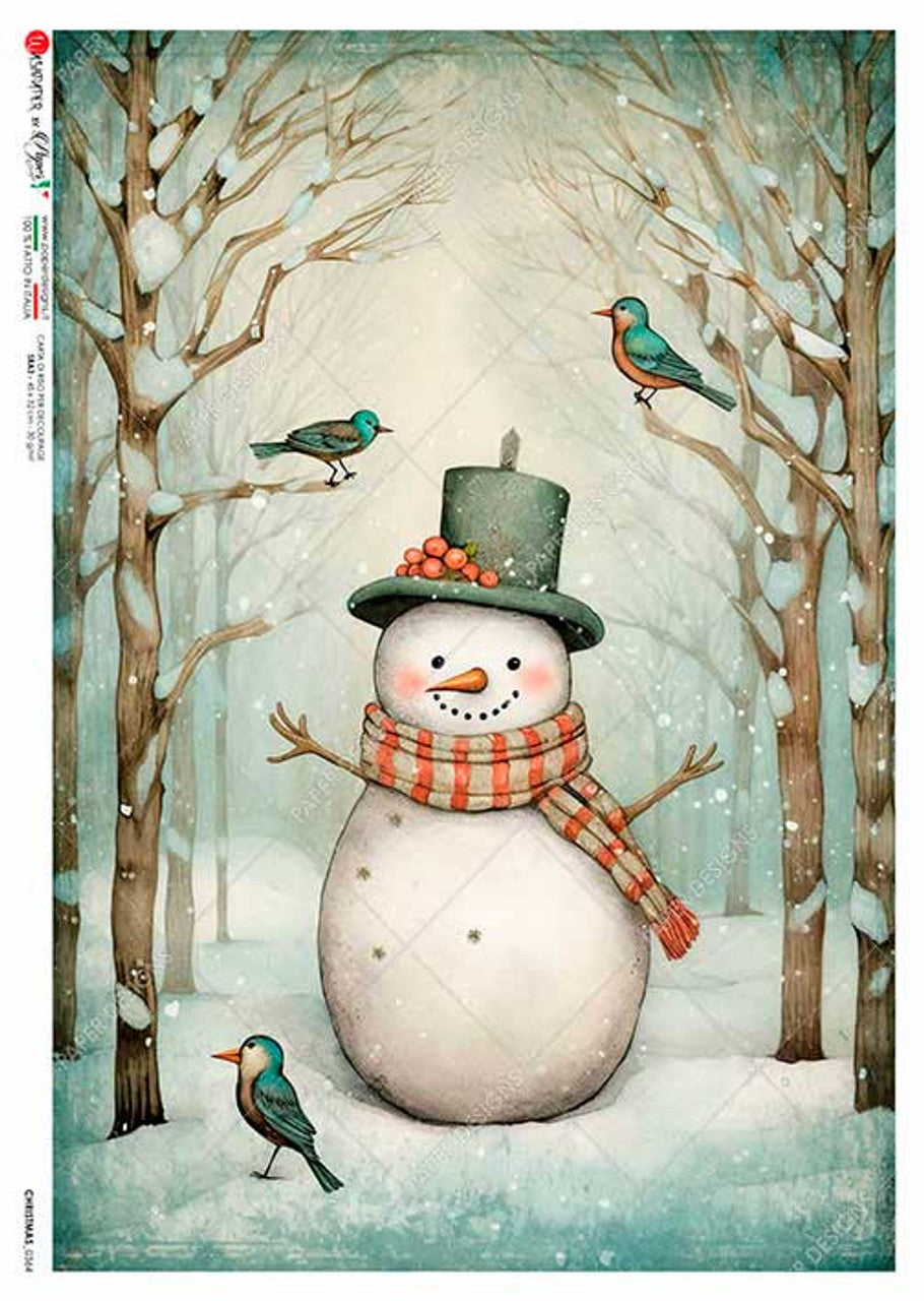 Decoupage Paper - Paper Design - A4 - Christmas PD0364 - Country Snowman - Rice Paper