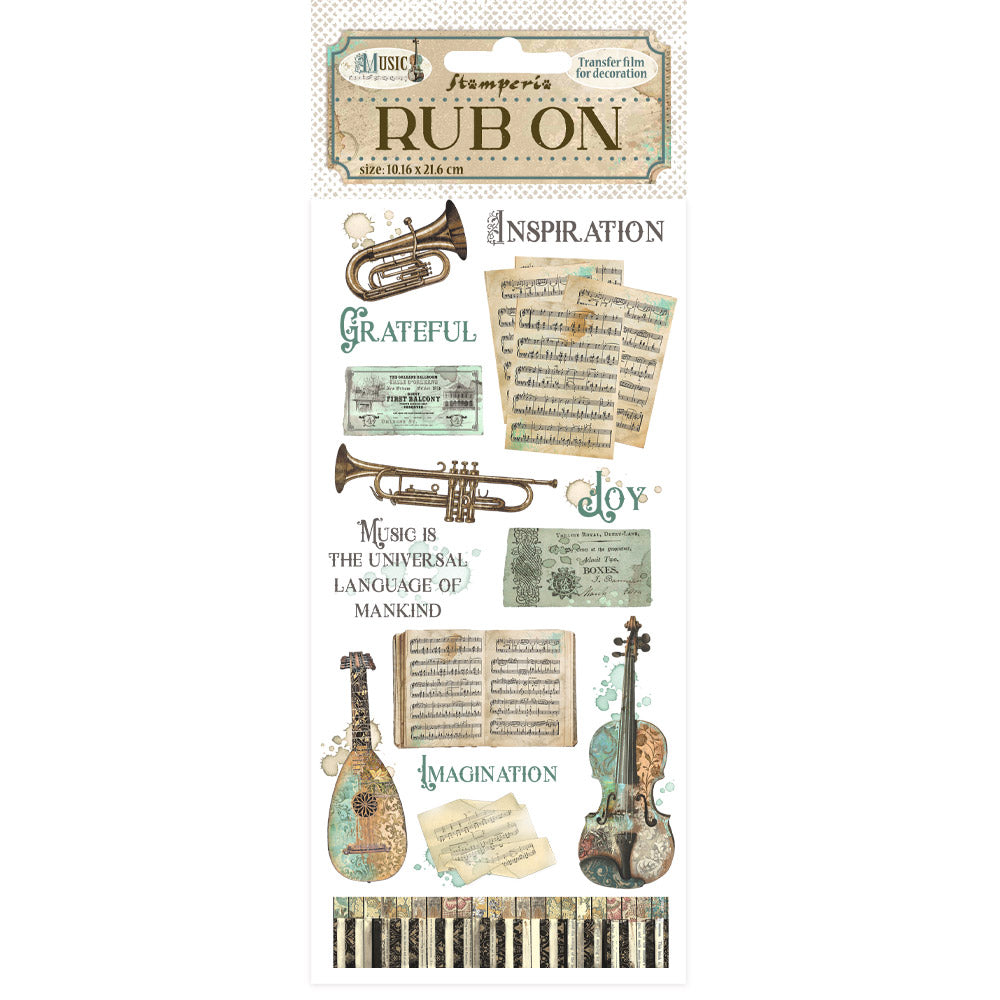 Transfer - Stamperia - DFLRB124 -Rub-on (10x21cm) - Music - Instruments