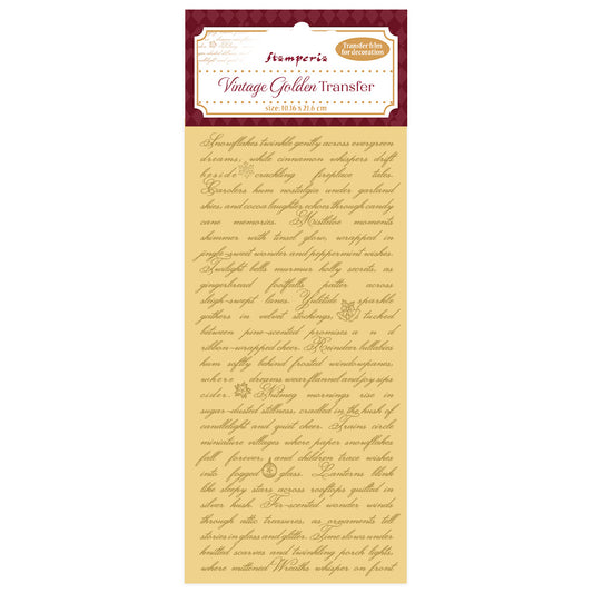 Transfer - Stamperia - DFLRGT01 -Rub-on (10x21cm) - Alice in Christmas - Vintage Gold- Writingsd