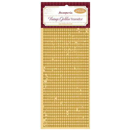Transfer - Stamperia - DFLRGT02 -Rub-on (10x21cm) - Alice in Christmas - Vintage Gold - Rhombuses