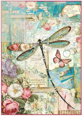 Decoupage Paper - Stamperia - A4 - DFSA4309 - Wonderland Dragonfly - Rice Paper