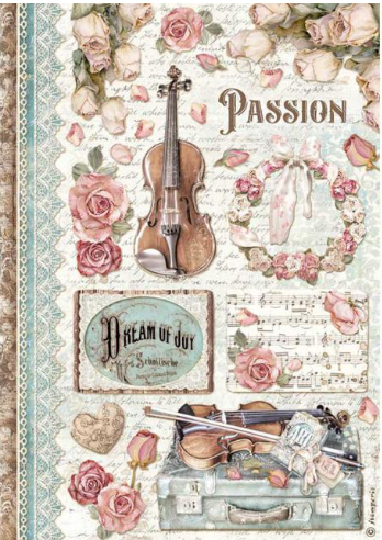 Decoupage Paper - Stamperia - A4 - DFSA4621 - Passion - Music - Rice Paper