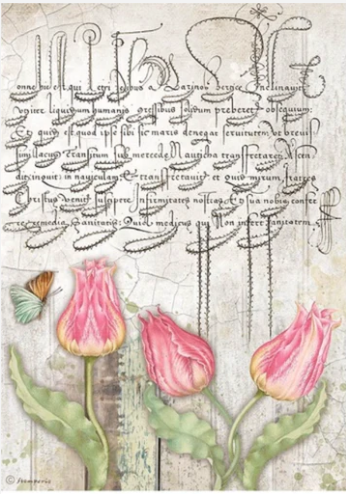 Decoupage Paper - Stamperia - A4 - DFSA4666 - Romantic Garden House - Tulips - Rice Paper